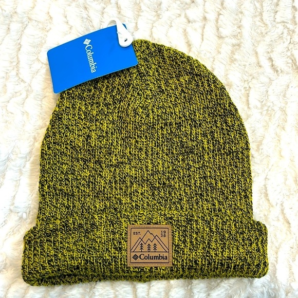 Columbia youth whirl whirlibird cuffed beanie hat lime green black New with tag - Picture 1 of 5